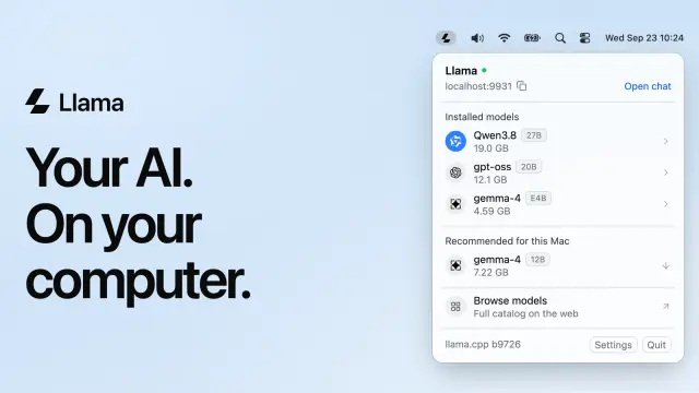 llama.cpp 推出桌面应用 Llama：一键在本机运行开放模型