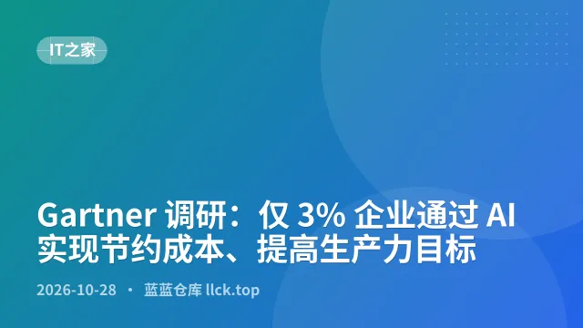 Gartner 调研：仅 3% 企业通过 AI 实现节约成本、提高生产力目标
